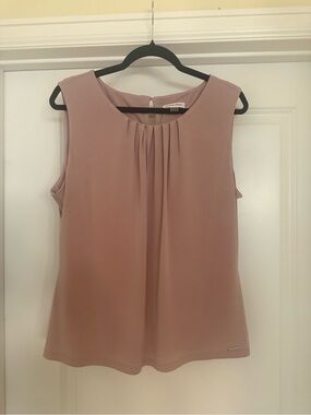 NWOT Calvin Klein Dusty Rose Pleated Sleeveless Top
